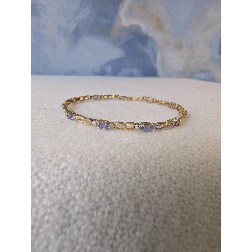 Chuck Clemency Solid 10 K And Tanzanite Tennis Bracelet